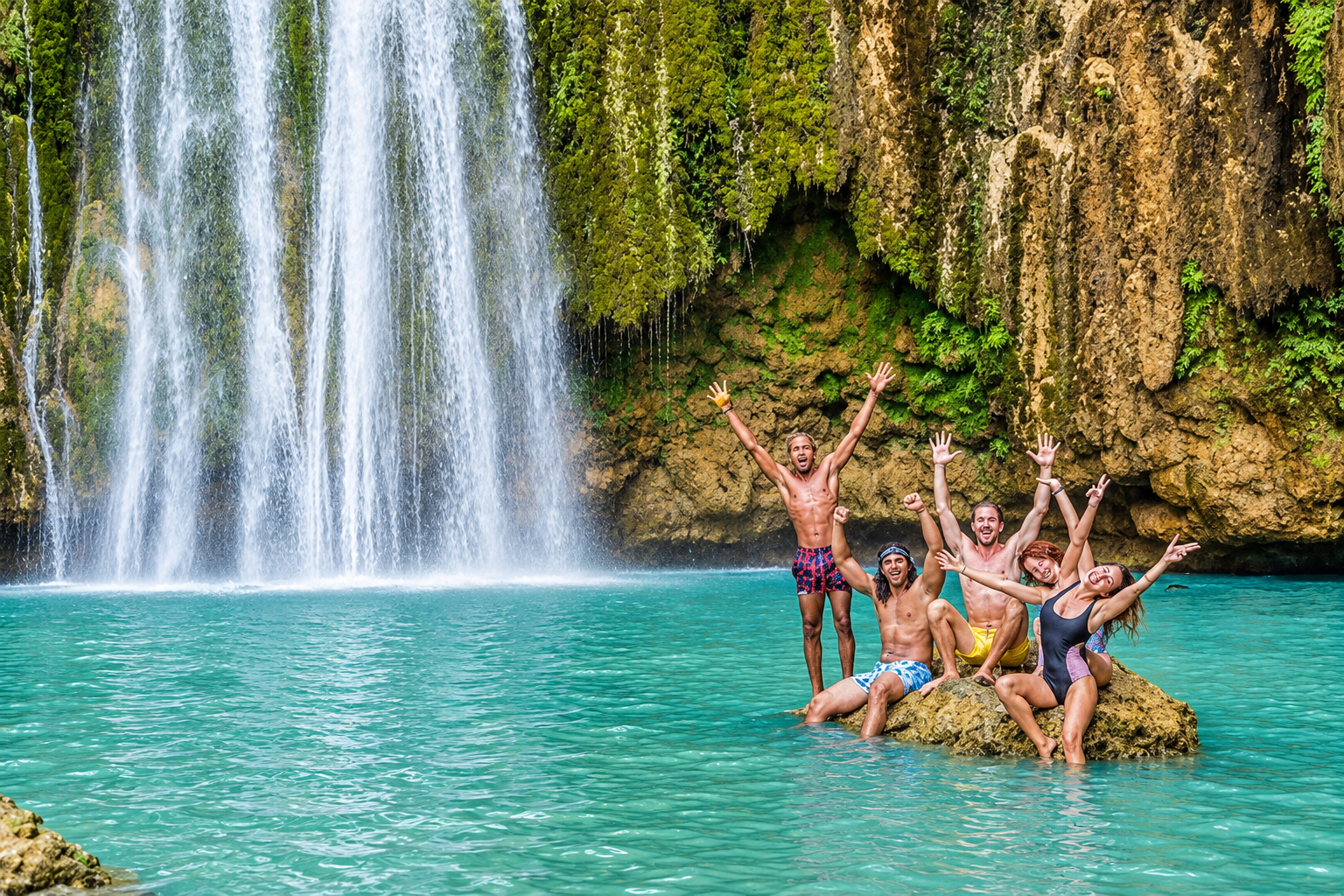Visitantes en el Salto del Limón, Samaná