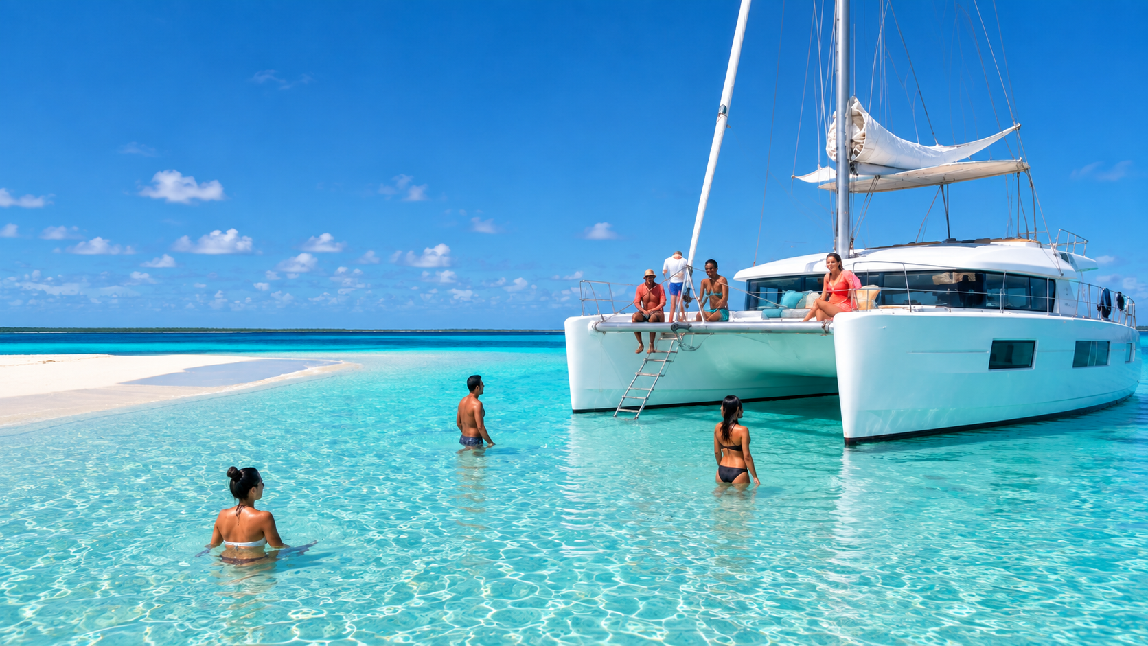 Grupo disfrutando un catamarán en Punta Cana